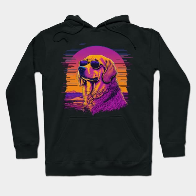 cute golden retriever dog in sunglasses Hoodie by sukhendu.12